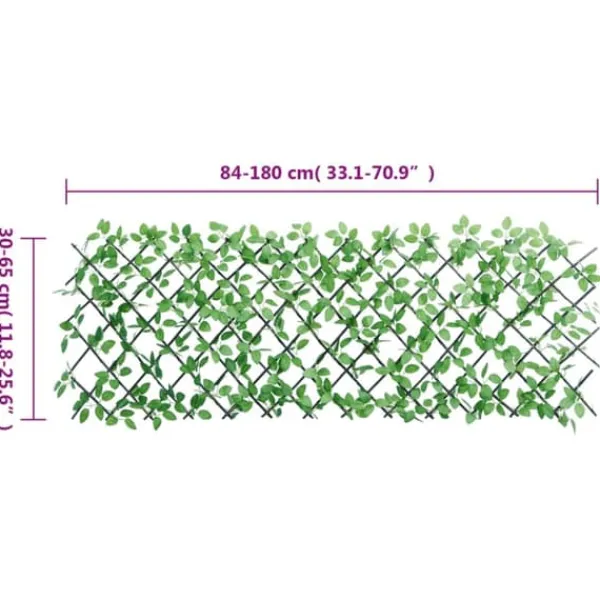 Buer, Spalier, Lysthuse Uden Tag^Espalier med kunstig vedbend - Udvideligt hegn | Størrelse: 180x65 cm | Farve: Grøn
