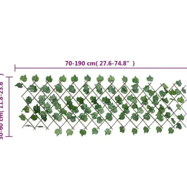 Buer, Spalier, Lysthuse Uden Tag^Espalier med kunstige vinblade - Udvidelig grøn | Størrelse: 190x60 cm