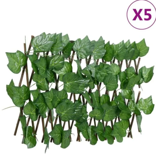 Buer, Spalier, Lysthuse Uden Tag^Espalier med kunstige vinblade - Udvideligt hegn | Størrelse: 180x20 cm | Farve: Grøn