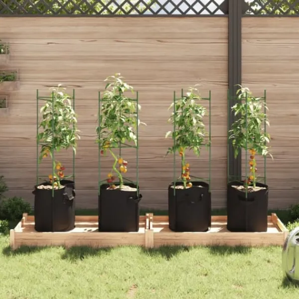 Clearance Espalierer med planteposer 4 stk - Justerbare tomatstativ i stål | Højde: 116 cm Kit Til Plante- & Urtedyrkning