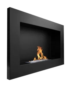 New Ethanol Komfur Bioethanol Vægmonteret Bio Komfur 65 x 40 x 12 cm Mat Sort Bio Kedel Miljøvenlig Bio Komfur Brændeovne