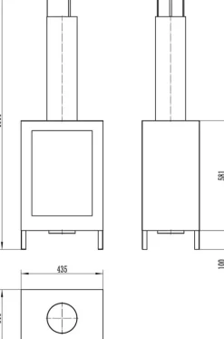 Pejse^Ethanol pejs / biopejs / fritliggende biopejs i mat sort farve 44 cm x 136 cm x 31 cm KOZEN