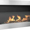 Ethanol pejs med glas pejse Bio-pejs hængende bio pejs Bioethanol brænder 90 cm x 40 cm x 12 cm INOX økologisk pejs Pejse