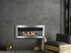 Ethanol pejs med glas pejse Bio-pejs hængende bio pejs Bioethanol brænder 90 cm x 40 cm x 12 cm INOX økologisk pejs Pejse