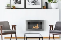 Best Ethanol pejs med glas pejse Bio-pejs hængende Bio pejs Bioethanol brænder 65 x 40 x 12 cm INOX økologisk pejs Pejse