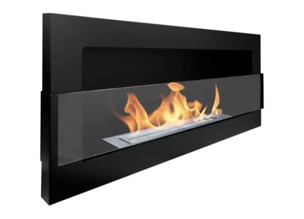 Clearance Ethanol pejs Pejs Bio-pejs Hængende biopejs sort med glas Bioethanolbrænder 90 cm x 40 cm x 12 cm økologisk pejs Pejse