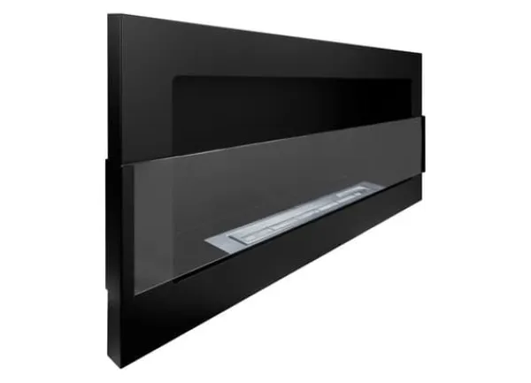 Clearance Ethanol pejs Pejs Bio-pejs Hængende biopejs sort med glas Bioethanolbrænder 90 cm x 40 cm x 12 cm økologisk pejs Pejse