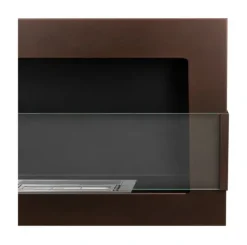 Best Ethanol pejs Pejs Bio-pejs Vægmonteret biopejs Bioethanolbrænder 65 x 40 x 12 cm brun mat med glas Miljøvenlig pejs Pejse