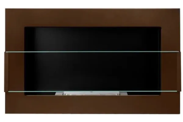 Best Ethanol pejs Pejs Bio-pejs Vægmonteret biopejs Bioethanolbrænder 65 x 40 x 12 cm brun mat med glas Miljøvenlig pejs Pejse