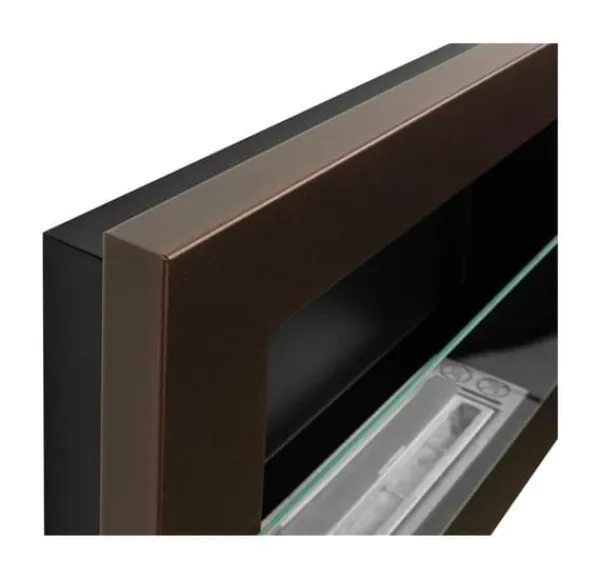 Best Ethanol pejs Pejs Bio-pejs Vægmonteret biopejs Bioethanolbrænder 65 x 40 x 12 cm brun mat med glas Miljøvenlig pejs Pejse
