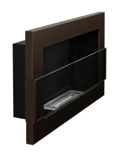 Best Ethanol pejs Pejs Bio-pejs Vægmonteret biopejs Bioethanolbrænder 65 x 40 x 12 cm brun mat med glas Miljøvenlig pejs Pejse