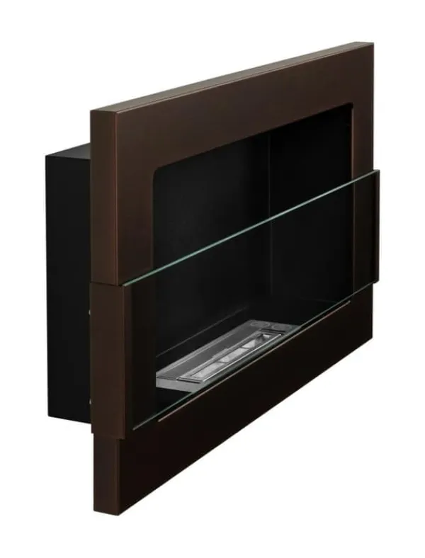 Best Ethanol pejs Pejs Bio-pejs Vægmonteret biopejs Bioethanolbrænder 65 x 40 x 12 cm brun mat med glas Miljøvenlig pejs Pejse
