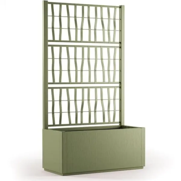 New Ethica rektangulär blomlåda 80 cm med grön spaljé Krukker & Plantebeholdere
