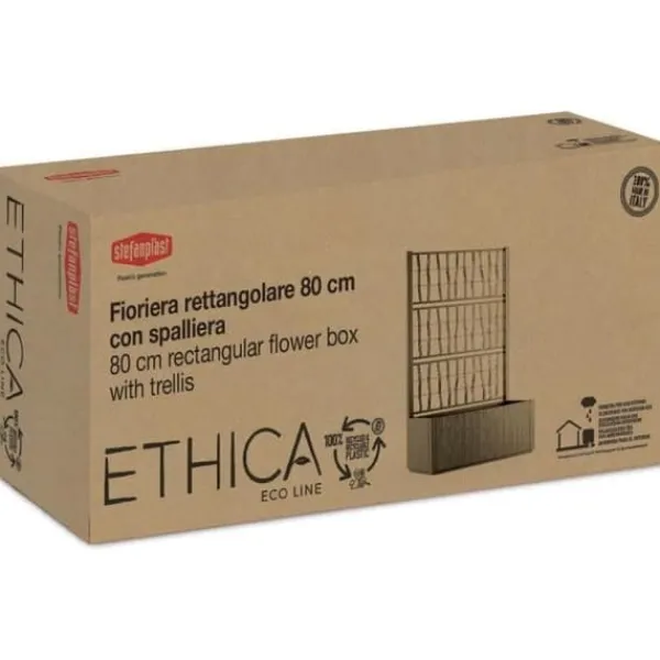 New Ethica rektangulär blomlåda 80 cm med grön spaljé Krukker & Plantebeholdere