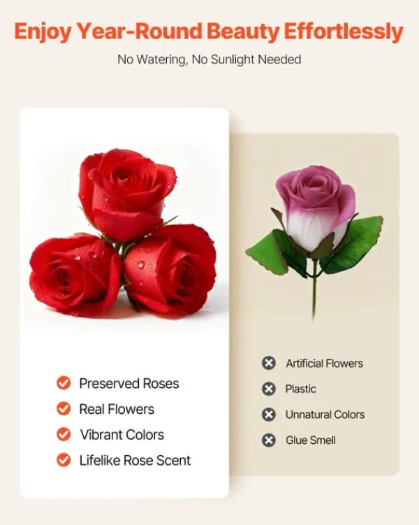 Blomster^Evighedsroser - Hjerteformet Roseboks - 100 Stk Konserverede Roser - Langtidsholdbar Gaveidé - Til Fødselsdag/Valentinsdag/Jubilæum - Rød