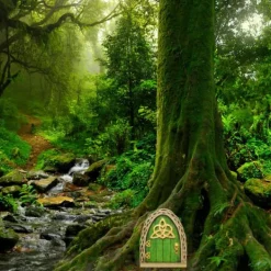 Online Fairy Dörr för träd Miniatyr Fairy Trädgård Utomhusdekor Tillbehör Gård Konst Skulptur Dekoration för barnrum Väggträd Havedekorationer