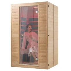 New Far Infrarød Træ Sauna, Hjemmespa til 2 Personer, 1800W, Hurtig Opvarmning, Digital Temperaturkontrol, Wellnessoplevelse Sauna