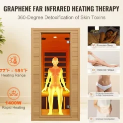 Best Far Infrared Træ Sauna 1-2 Personer, 1400W, Hjemmespa, Energibesparende, Hurtig Opvarmning Sauna