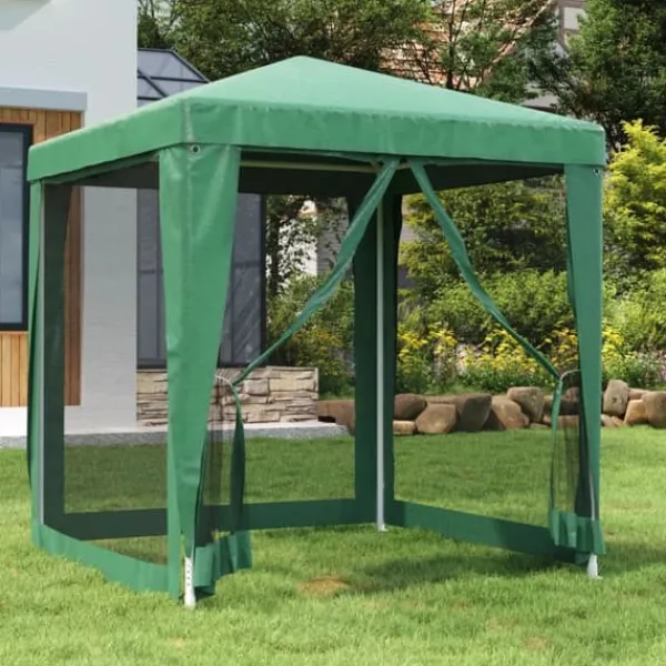 Telte & Lysthuse^Festtelt med 4 sidevægge - Vandafvisende HDPE | Størrelse: 2x2 m | Farve: Grøn