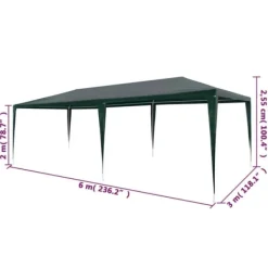 Telte & Lysthuse^Festtelt 3x6 m - UV- & vandafvisende polyethylen | Farve: Grøn | Størrelse: 3x6 m