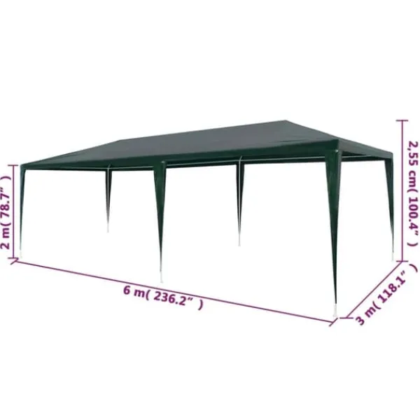 Telte & Lysthuse^Festtelt 3x6 m - UV- & vandafvisende polyethylen | Farve: Grøn | Størrelse: 3x6 m