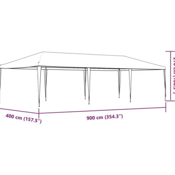 Hot Festtelt 4x9 m - UV-bestandigt & Vandafvisende | Farve: Antracitgrå | Størrelse: 4x9 m Telte & Lysthuse