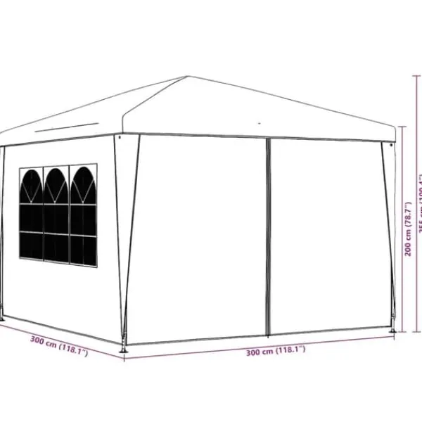 Hot Festtelt 3x3 m - Vandafvisende, UV-bestandigt | Farve: Antracitgrå Telte & Lysthuse