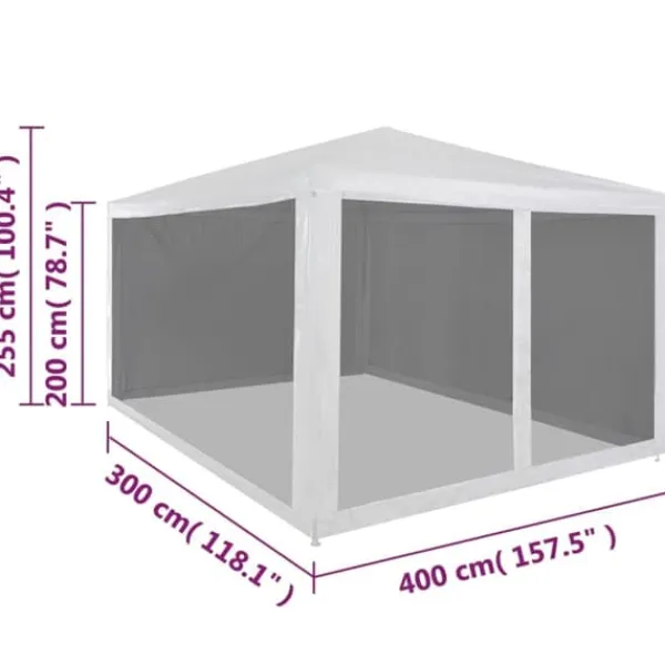 Telte & Lysthuse^Festtelte & havepavilloner - Living festtelt med 4 sidevægge trådnet 4 x 3 m
