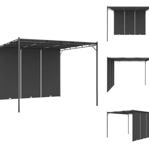 Best Festtelte & havepavilloner - Living havepavillon med gardin 3x3x2,25m antracitgrå Buer, Spalier, Lysthuse Uden Tag