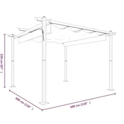 Buer, Spalier, Lysthuse Uden Tag^Festtelte & havepavilloner - Living havepavillon med sammenrulleligt tag 3x3 m antracitgrå