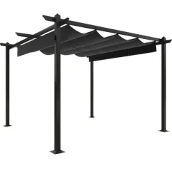 Buer, Spalier, Lysthuse Uden Tag^Festtelte & havepavilloner - Living havepavillon med sammenrulleligt tag 3x3 m antracitgrå