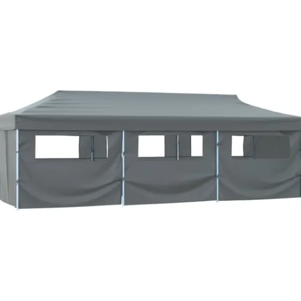 Telte & Lysthuse^Festtelte & havepavilloner - Living foldbart pop op-festtelt med 8 sidevægge 3 x 9 m antracitgrå