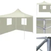 Outlet Festtelte & havepavilloner - Living foldbart telt med 2 vægge 3 x 3 m cremefarvet Telte & Lysthuse