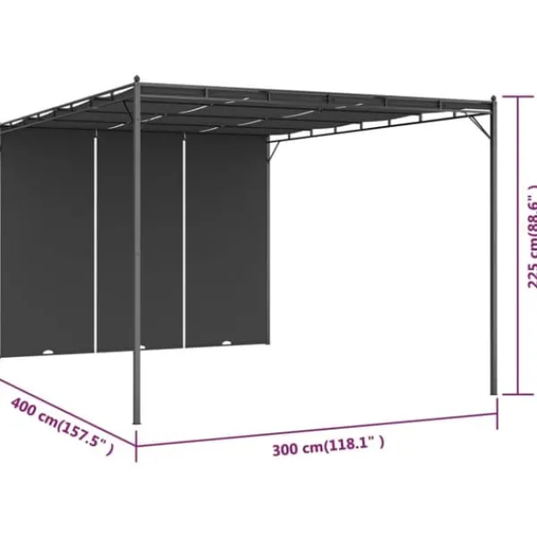 Online Festtelte & havepavilloner - Living havepavillon med gardin 4x3x2,25 m antracitgrå Buer, Spalier, Lysthuse Uden Tag