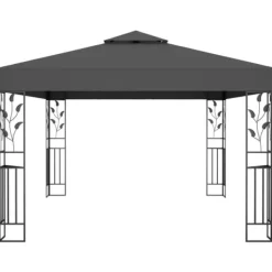 Telte & Lysthuse^Festtelte & havepavilloner - Living pavillon med dobbelt tag og LED-lyskæder 3x4 m antracitgrå