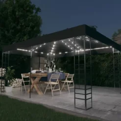 Discount Festtelte & havepavilloner - Living pavillon med LED-lyskæder 3x4 m antracitgrå Telte & Lysthuse
