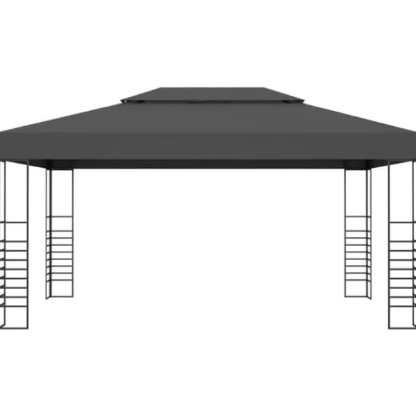 Discount Festtelte & havepavilloner - Living pavillon med LED-lyskæder 3x4 m antracitgrå Telte & Lysthuse