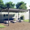 Buer, Spalier, Lysthuse Uden Tag^Festtelte & havepavilloner - Living havepavillon med sammenrulleligt tag 4x3 m antracitgrå