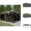 New Festtelte & havepavilloner - Living pavillon med myggenet + LED-lyskæder 4x3x2,73 m gråbrun Telte & Lysthuse