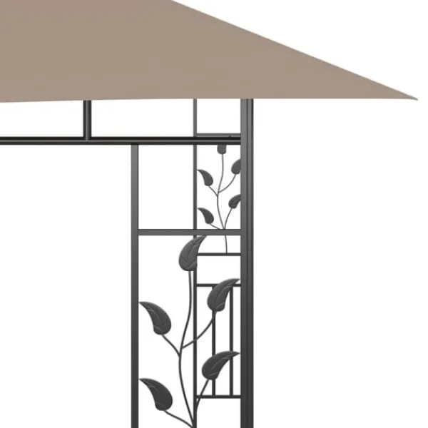 New Festtelte & havepavilloner - Living pavillon med myggenet + LED-lyskæder 4x3x2,73 m gråbrun Telte & Lysthuse