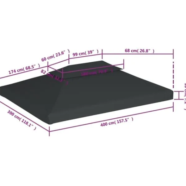 Telte & Lysthuse^Festtelte & havepavilloner – tage - Living pavillontopdække i 2 lag 310 g/m² 4x3 m antracitgrå