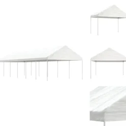 New Festtelte & havepavilloner - Living pavillon med tag 13,38x4,08x3,22 m polyethylen hvid Telte & Lysthuse