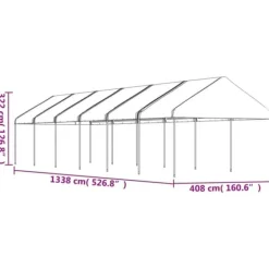 New Festtelte & havepavilloner - Living pavillon med tag 13,38x4,08x3,22 m polyethylen hvid Telte & Lysthuse