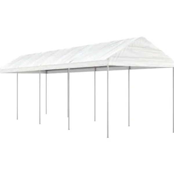 Online Festtelte & havepavilloner - Living pavillon med tag 8,92x2,28x2,69 m polyethylen hvid Telte & Lysthuse