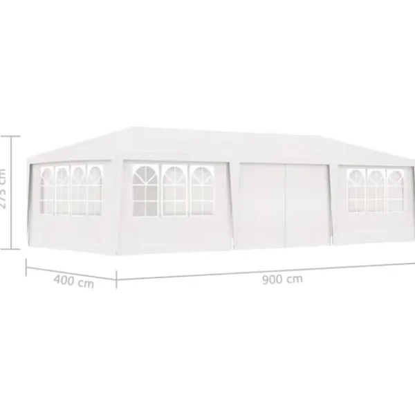 Telte & Lysthuse^Festtelte & havepavilloner - Living festtelt med sidevægge 4x9 m 90 g/m² hvid