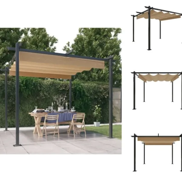 Buer, Spalier, Lysthuse Uden Tag^Festtelte & havepavilloner - Living havepavillon med sammenrulleligt tag 3x3 m gråbrun