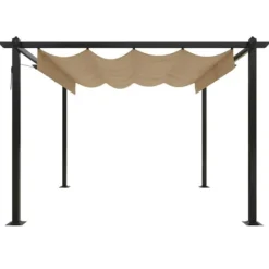 Buer, Spalier, Lysthuse Uden Tag^Festtelte & havepavilloner - Living havepavillon med sammenrulleligt tag 3x3 m gråbrun