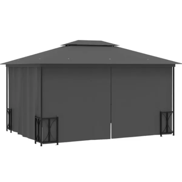 Telte & Lysthuse^Festtelte & havepavilloner - Living pavillon med sidevægge og dobbelttag 3x4 m antracitgrå