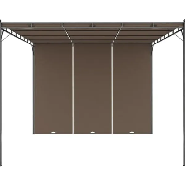 Clearance Festtelte & havepavilloner - Living havepavillon med sidegardin 4x3x2,25 m gråbrun Buer, Spalier, Lysthuse Uden Tag