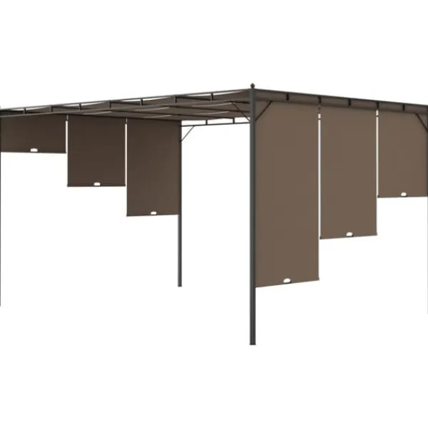 Clearance Festtelte & havepavilloner - Living havepavillon med sidegardin 4x3x2,25 m gråbrun Buer, Spalier, Lysthuse Uden Tag